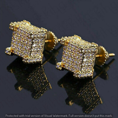 #ad 1.10 Ct Simulated Diamond Women#x27;s Stud Earring 925 Silver Gold Plated $81.00