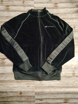 Champion Full Zip Black Fleece Track Jacket Size Medium $20.99