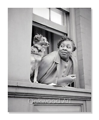 #ad Black Woman in Window with Dog in NYC by Gordon Parks Vintage Photo Reprint $8.95
