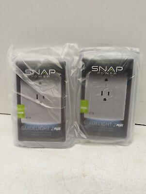 #ad Snap Powern GuideLight 2Plus Duplex Outlet Wall Plate #01GL Xwh SP20 Lot of 2 $19.95