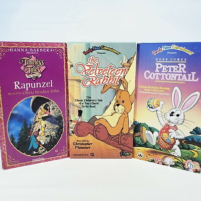#ad VHS Lot The Velveteen Rabbit Rapunzel Peter Cottontail FHE $12.99