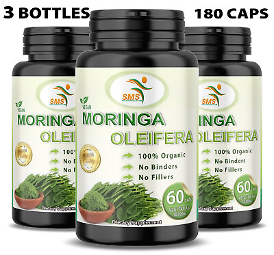 #ad Moringa Oleifera Organic Leaf Extract 10000mg Serving 100% Pure Capsules 180 $20.39