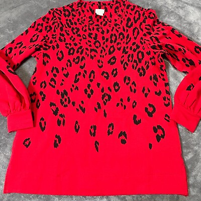 #ad Chico#x27;s Zenergy Red Black Leopard Print Stretch Top Women#x27;s Size 0 Casual Chic $13.02