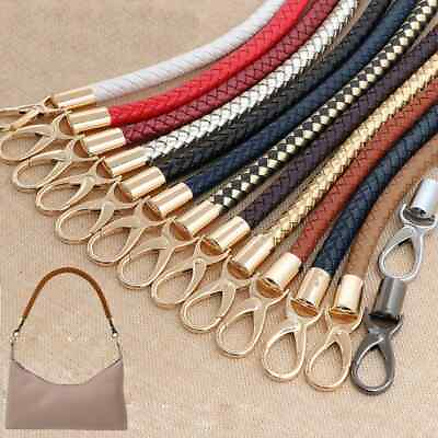 #ad 2 Pieces PU Leather Braided Rope Handle Handbag Shoulder Strap DIY Accessory $13.27