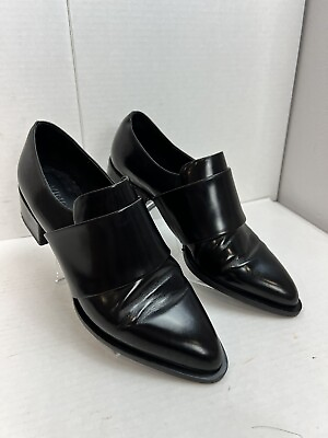 #ad Vince Black Loafers Shoes Yaeger Leather Point Toe Slip On Shoe US 7 M $64.98