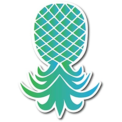 #ad Upside down Pineapple Magnet Decal Blue and Green 7x10 Inch Automotive Magnet $15.99