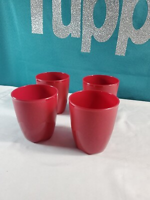 #ad Tupperware Set of 4 Open House Floresta Tumblers 9 oz 275 ml Lipstick Red New $18.99