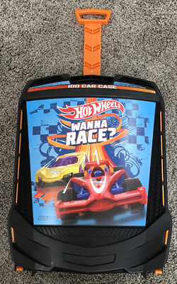 #ad Hot Wheels 100 Car Rolling Kids Carrying Storage Case with Retractable Handle $24.99