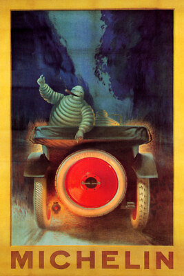 #ad MICHELIN TYRE MAN SMOKING TIRES PNEU CAR NIGHT DRIVE FRENCH VINTAGE POSTER REPRO $67.15