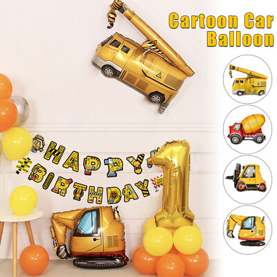 #ad 4Pcs Set Cartoon Car Balloon Engineering Truck Toy Balloons Birthday Party Decor $8.54