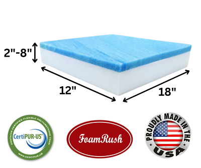#ad FoamRush 12quot; x 18quot; Cool Gel Memory Foam Seat Sofa Cushion Medium Firm USA $34.97