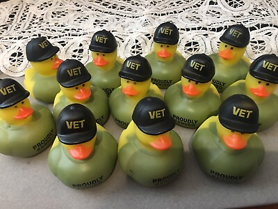 #ad New 12 Lot RUBBER DUCKIES Veterans Military Heroes Ducks Party Celebration 2x 2quot; $15.99