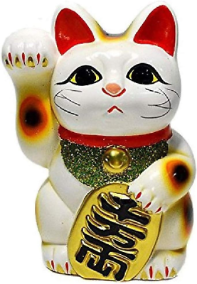 #ad Made in Japan Lucky Cat 6.3#x27;#x27; Porcelain White Maneki Neko Right Hand $64.99