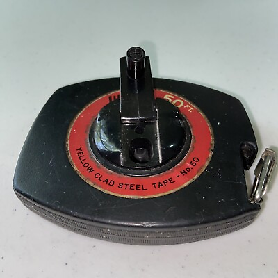 #ad 50’ steel measuring tape shop Lufkin Yellow Clad Vintage $18.49