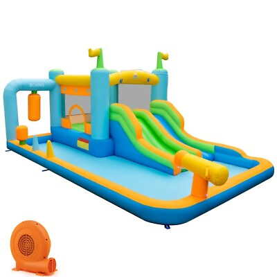 #ad Giant Bouncing Inflatable amp; Water Sliding Kids Outdoor Splash Pool W 750W Blower $368.97
