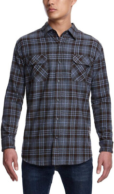 #ad Weatherproof Vintage Mens Flannel Plaid Button Down Shirt M Dark Blue. $24.98