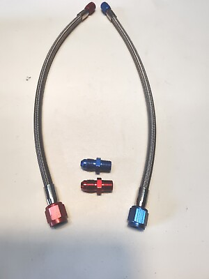 #ad 4AN 12quot; NITROUS STAINLESS HOSE 4AN To 3AN RED And BLUE With 4an 1 8 Npt Fittings $28.00