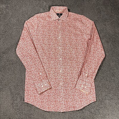 #ad Psycho Bunny Shirt Mens 15.5 34 Pink Floral Button Long Sleeve Slim Fit Stretch $31.96