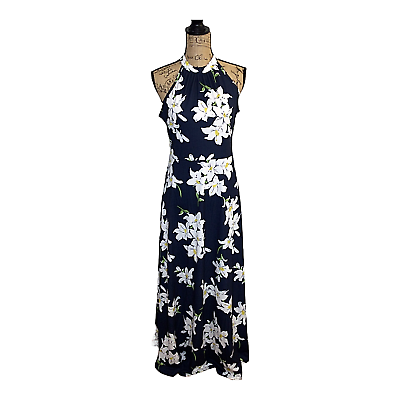 #ad STYLEWORD Dress Large Women#x27;s Ladies Maxi Blue White Off Shoulder Long floral $23.22