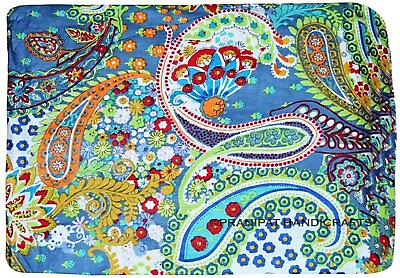 #ad Indian Paisley Cotton Print Blue Luxury Soft Hippie Dress Making Fabric by Yard $16.91