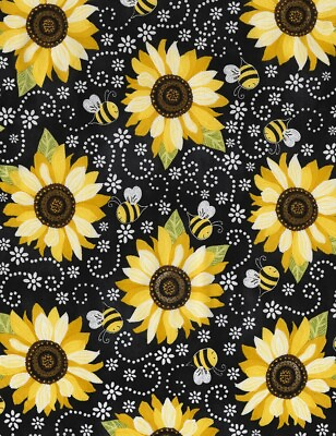 #ad You Are My Sunshine Fabric Sunflower Bee Black Timeless Treasures YARD $10.98