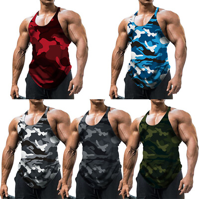 #ad Men Gym Tank Top Vest Sleeveless Bodybuilding Fitness Muscle Tee T shirt USA❤ $6.22