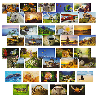 #ad 40 Pack Bulk Animal and Travel Postcards From Around the World for Mailing 4x6quot; $10.99