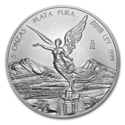 #ad 2019 MEXICO 5 OZ SILVER LIBERTAD BU LIMITED MINTAGE COIN $238.88