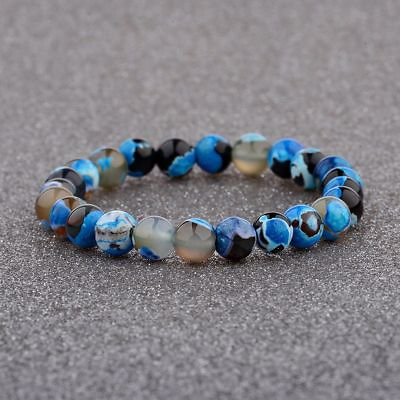 #ad 8MM Natural Stone Charm Men And Women Fashion Colorful Friendship Bracelet Gift C $1.99