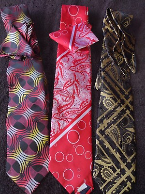 #ad Lot Of 3 Ties With Pocket Square U Branded Polyester $19.99