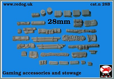 #ad 28mm 1 56th Vehicle Stowage WW2 Bolt action Tank War Games Kit 40 pieces GBP 8.99
