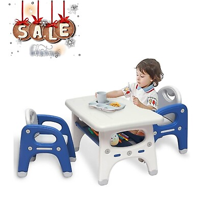 #ad 3 PC Kids Table and Chair Set W Storage Activity Playroom Furniture for Toddler $95.99