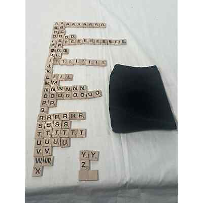 #ad 100 Genuine Scrabble Wood Letter Tiles Complete Set With Bag $11.95