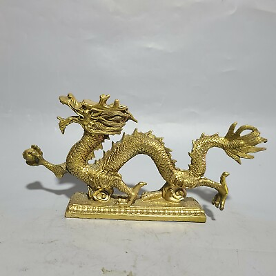 #ad 34 cm China Brass animal Dragon Statue Bronze Statue animal sculpture $180.00