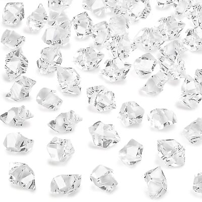 #ad 220PCS Fake Ice Rocks Acrylic Ice Cubes Clear Rocks Fake Diamonds Clear Plas... $18.64