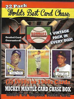 #ad 1952 SEALED MANTLE CARD CHASE BOX 22VINTAGE PACK GRADED CARD 2 CARDS 1950 6 $155.00
