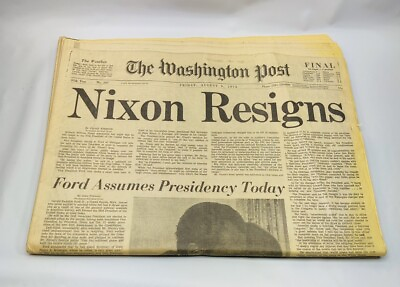 #ad Newspapers NIXON RESIGNS WASHINGTON POST August 9 1974 The Best Paper To Have $19.00