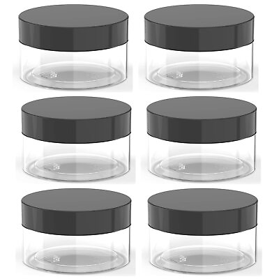 #ad 2oz Plastic Cosmetic Jars Leak Proof Clear Container with Black Lid for Cream... $16.30