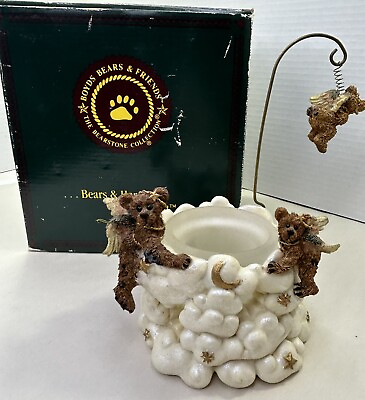 #ad BOYDS BEARS CANDLE HOLDER quot;CLARENCE AND ANGELICA WITH ARIEL #27722 $14.99