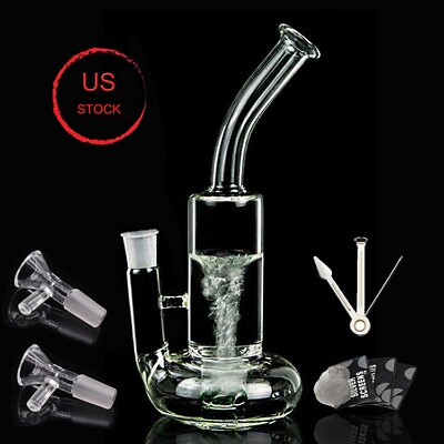 #ad 10 Inch Heavy Glass Bong Smoking Hookah Percolate Rotation Water Pipe 19mm bowl $22.49