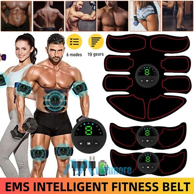 #ad EMS Abdominal Muscle Toning Trainer ABS Toning Belt Simulation Fat Burner w LCD $15.89