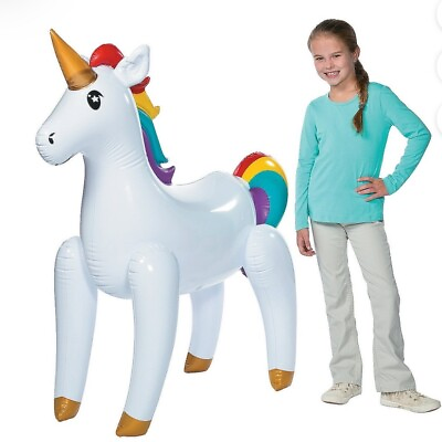 #ad New Inflatable Mystical Standing Unicorn 4Ft Long Party Decoration Birthday $18.00