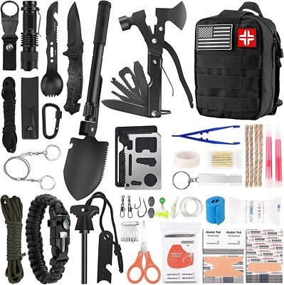 #ad Emergency Survival Kit Bag First Aid Bug out Military Prepper Kit 142Pcs Bag $41.99