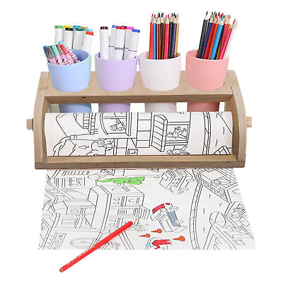 #ad Tabletop Paper Roll Dispenser Drawing Paper Wooden Kids Paper Roll Dispenser $44.36