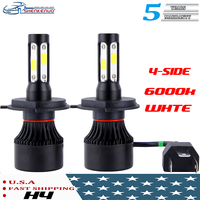 #ad 4 Side H4 LED Headlight Bulbs For Honda Ridgeline 2006 2014 High Low Beam White $19.84