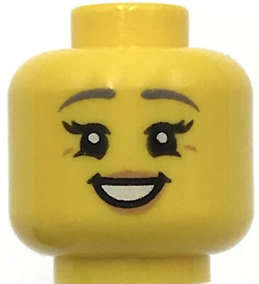 #ad Lego New Yellow Minifigure Head Dual Sided Female Dark Bluish Gray Eyebrows $1.99