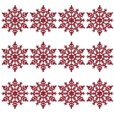 #ad 12pcs Sparkling Glitter Snowflakes Christmas Tree Hanging Decoration $9.89