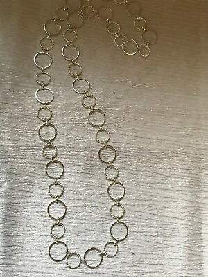 #ad Estate Alternating Open Smooth and Rope Circle Silvertone Link Necklace – 28 inc $7.91