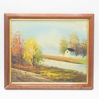 #ad Original Acrylic Painting Forest Cottage Landscape Framed $70.99
