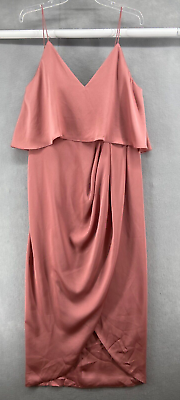 #ad NWT Shona Joy Dress Sz 12 Rose Luxe Cocktail Frill Drape Dress Spaghetti Strap $66.50